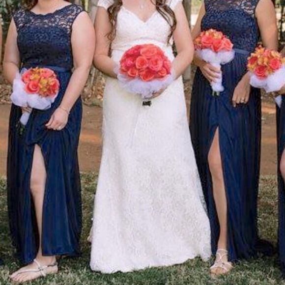 Navy Blue Formal Prom Bridesmaid Dress SIZE 10 David’s Bridal F19328 Marine Dark - Picture 3 of 12